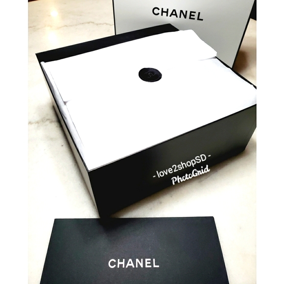 Chanel Large white & black gift box SET stuffing tissue envelope AUTHENTIC NEW - Picture 4 of 6
